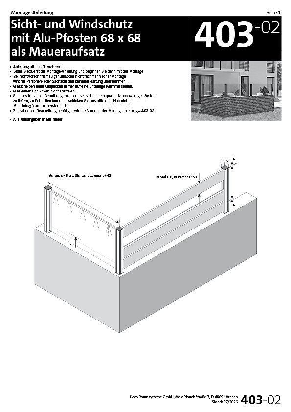 403 Alu-Pfosten als Maueraufsatz