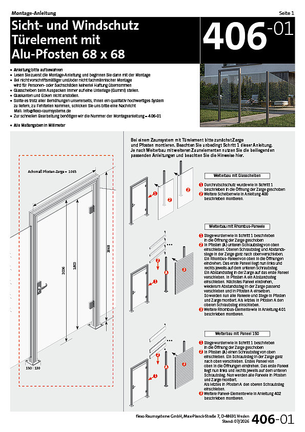 406 Alu-Pfosten Türsystem